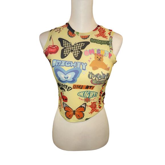 omighty Yellow Sleeveless Crop Top Small - Picture 1 of 3